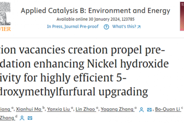 材料学院化工新材料团队在Applied Catalysis B: Environment and Energy发表高水平研究成果